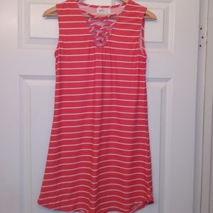 Glitz Orange Striped Dress Large